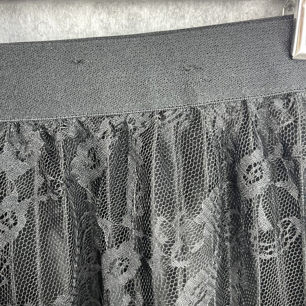 VTG Fairygoth Witchy Y2K Maxi Skirt Women Medium Black Floral Pleated Sheer Lace - Picture 15 of 15